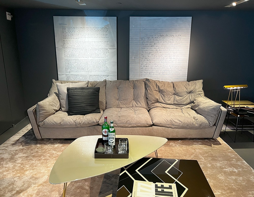 With leather that recalls the seams of mattresses