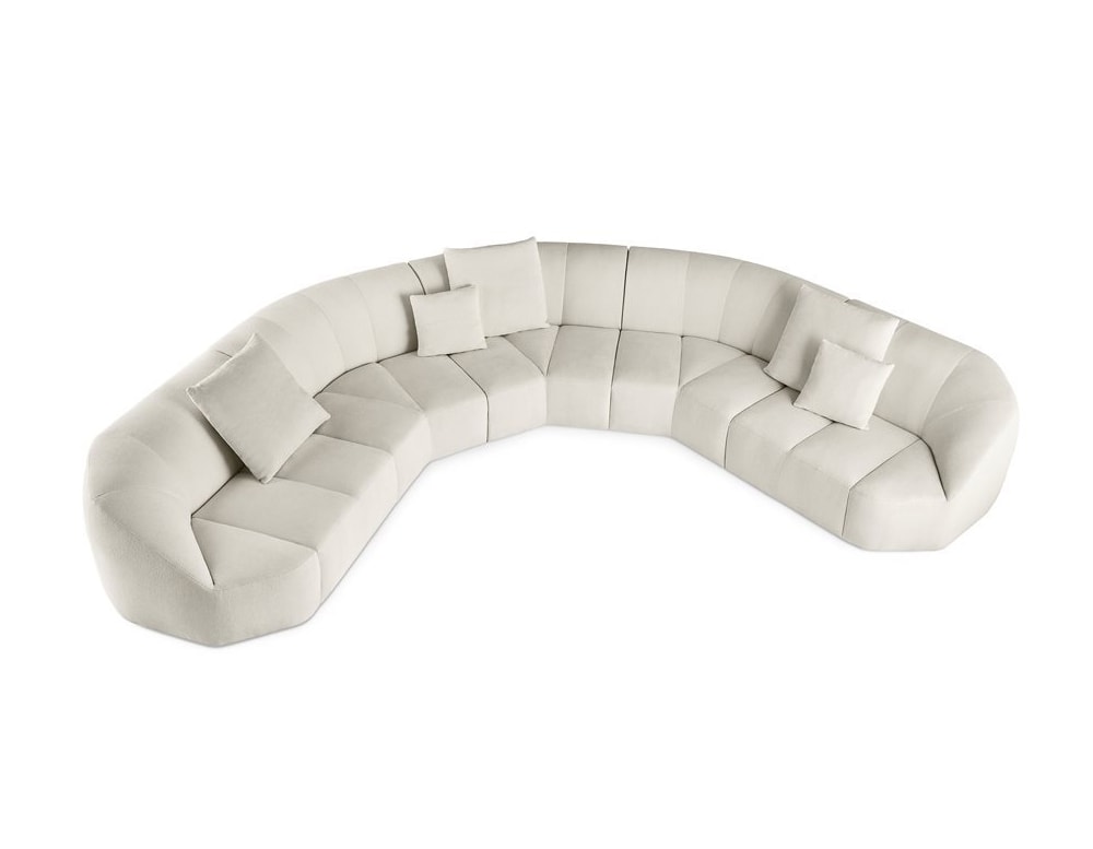 deformable sofa made of white leather foam on a white background