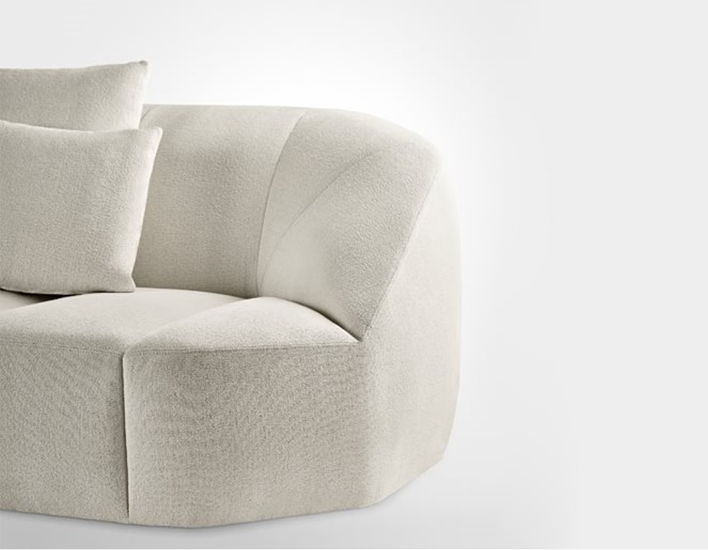 sofa upholstered in white leather and polyurethane foam on a white background